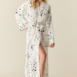 Kaia Cloud Jersey Kimono Robe in White Stars