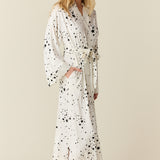 Kaia Cloud Jersey Kimono Robe in White Stars