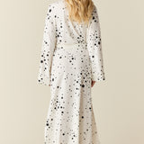 Kaia Cloud Jersey Kimono Robe in White Stars