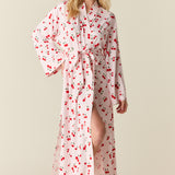 Kaia Cloud Jersey Kimono Robe in Very Cherry