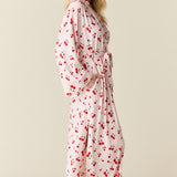 Kaia Cloud Jersey Kimono Robe in Very Cherry