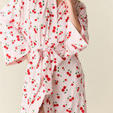 Kaia Cloud Jersey Kimono Robe in Very Cherry