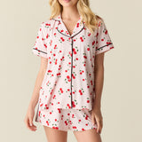 Maren Cloud Jersey PJ Set in Very Cherry
