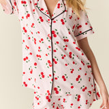 Maren Cloud Jersey PJ Set in Very Cherry