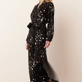 Skyler Banded Long Robe | Black Stars