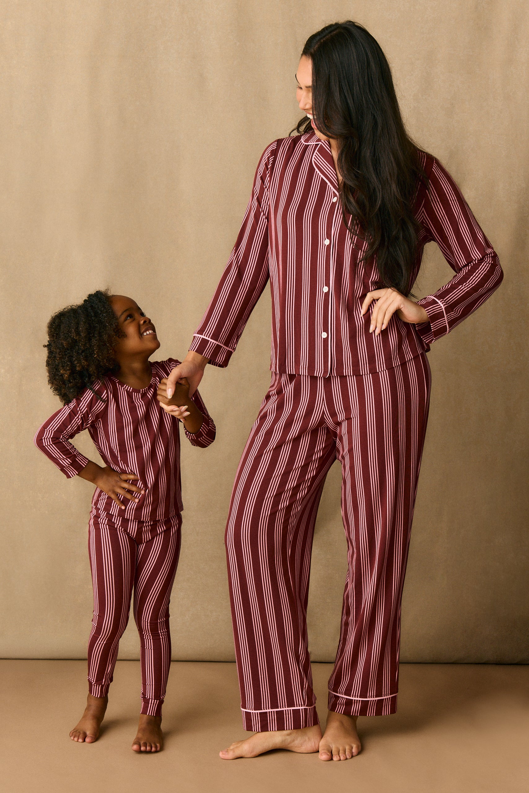 Remy TENCEL™ Lyocell Kids Set in Bordeaux Stripe