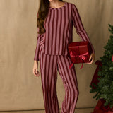 Grace TENCEL™ Lyocell PJ Set in Bordeaux Stripe