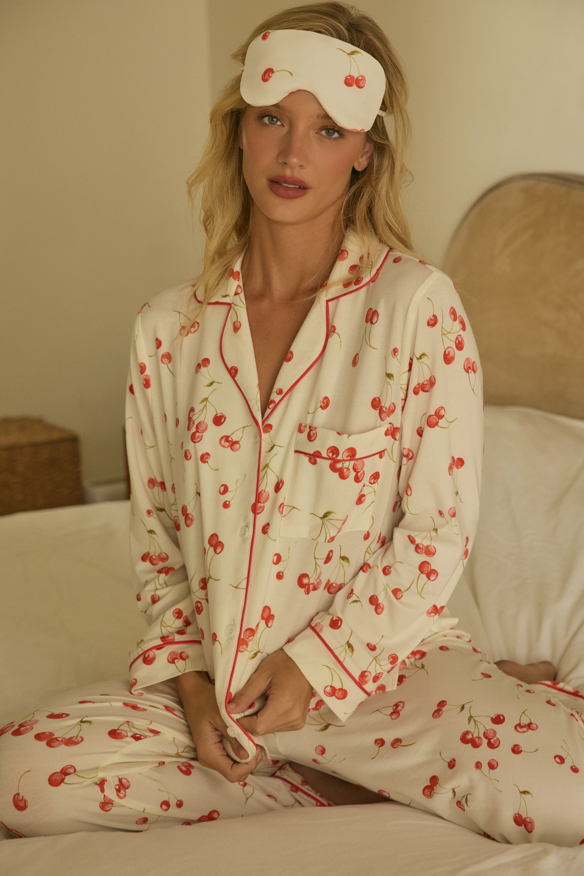 Aria TENCEL™ Lyocell Long PJ Set in Cherry Jubilee