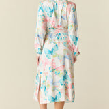 Della Cloud Jersey Banded Midi Robe in Butterfly Bloom