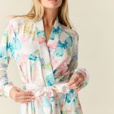 Della Cloud Jersey Banded Midi Robe in Butterfly Bloom