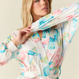Della Cloud Jersey Banded Midi Robe in Butterfly Bloom