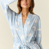 Della Cloud Jersey Banded Midi Robe in Swan Lake