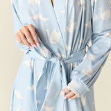 Della Cloud Jersey Banded Midi Robe in Swan Lake