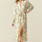 Della Cloud Jersey Banded Midi Robe in Lemon Verbena