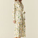 Della Cloud Jersey Banded Midi Robe in Lemon Verbena