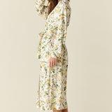 Della Cloud Jersey Banded Midi Robe in Lemon Verbena
