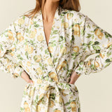Della Cloud Jersey Banded Midi Robe in Lemon Verbena