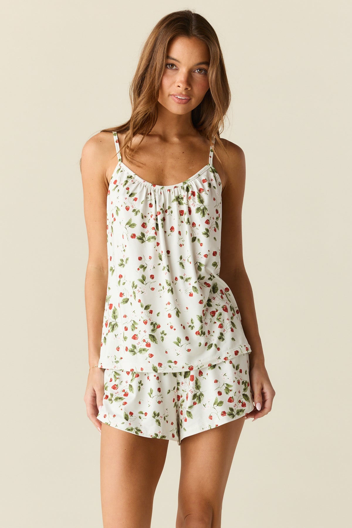 Esme Cloud Jersey PJ Set in Strawberry Bliss
