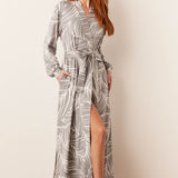 Skyler Banded Long Robe | Whisper