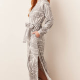 Skyler Banded Long Robe | Whisper