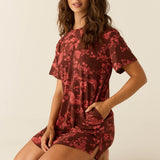 Alaina Cloud Jersey Shirt Dress in Botanical