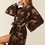 Kaia Cloud Jersey Kimono Robe in Savanna