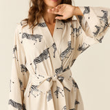 Kaia Cloud Jersey Kimono Robe in Animalia