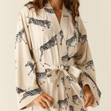 Kaia Cloud Jersey Kimono Robe in Animalia
