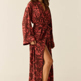 Kaia Cloud Jersey Kimono Robe in Botanical