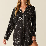 Kara Cloud Jersey Boyfriend Shirt in Black Stars