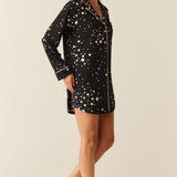 Kara Cloud Jersey Boyfriend Shirt in Black Stars