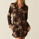 Kara Cloud Jersey Boyfriend Shirt in Savanna