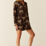 Kara Cloud Jersey Boyfriend Shirt in Savanna