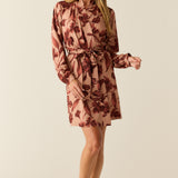 Quinn Cloud Jersey Banded Short Robe in Rosewood