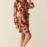 Quinn Cloud Jersey Banded Short Robe in Rosewood
