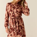 Quinn Cloud Jersey Banded Short Robe in Rosewood