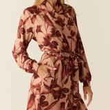 Quinn Cloud Jersey Banded Short Robe in Rosewood