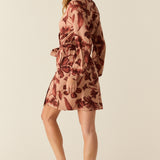 Quinn Cloud Jersey Banded Short Robe in Rosewood