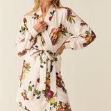 Quinn Cloud Jersey Banded Short Robe in Harvest