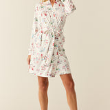 Quinn Cloud Jersey Banded Short Robe in Jet Set