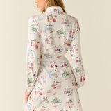 Quinn Cloud Jersey Banded Short Robe in Jet Set