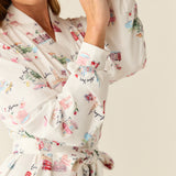 Quinn Cloud Jersey Banded Short Robe in Jet Set