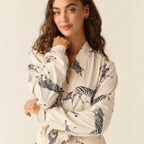 Quinn Cloud Jersey Banded Short Robe in Animalia