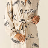 Quinn Cloud Jersey Banded Short Robe in Animalia