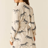 Quinn Cloud Jersey Banded Short Robe in Animalia