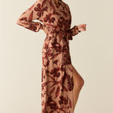 Skyler Cloud Jersey Banded Long Robe in Rosewood