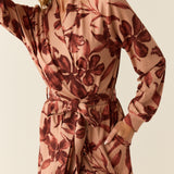 Skyler Cloud Jersey Banded Long Robe in Rosewood