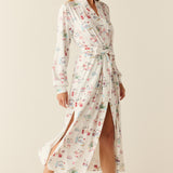 Skyler Cloud Jersey Banded Long Robe in Jet Set