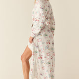 Skyler Cloud Jersey Banded Long Robe in Jet Set