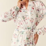 Skyler Cloud Jersey Banded Long Robe in Jet Set